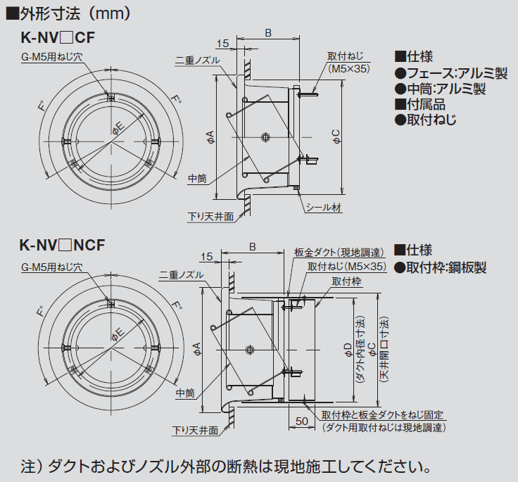 汎用タイプ ノズル吹出口 | 製品一覧 | オーケー器材株式会社